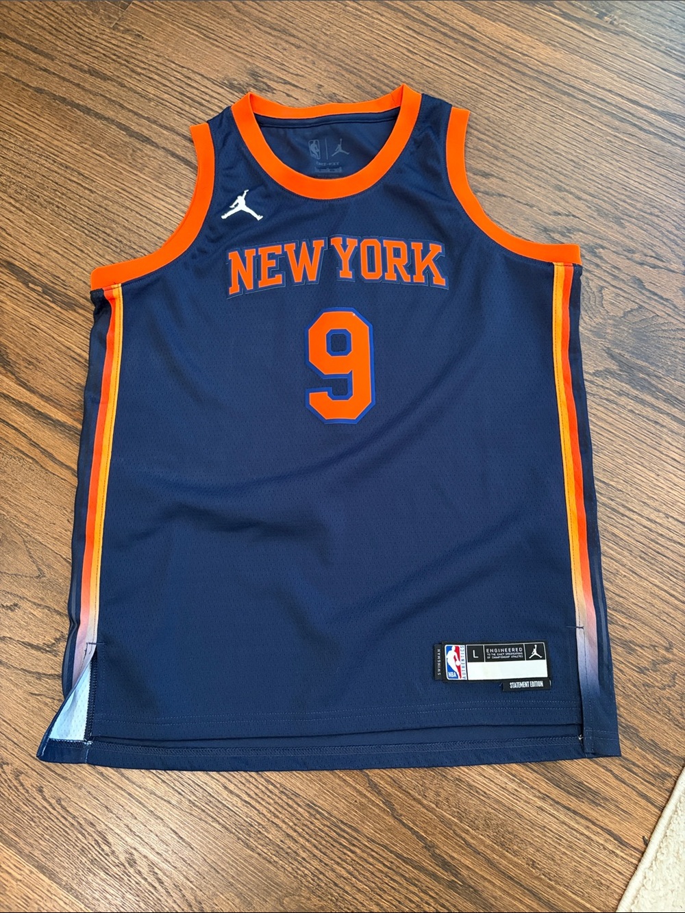 New York Knicks Barrett #9 Navy & Orange Basketball Jersey